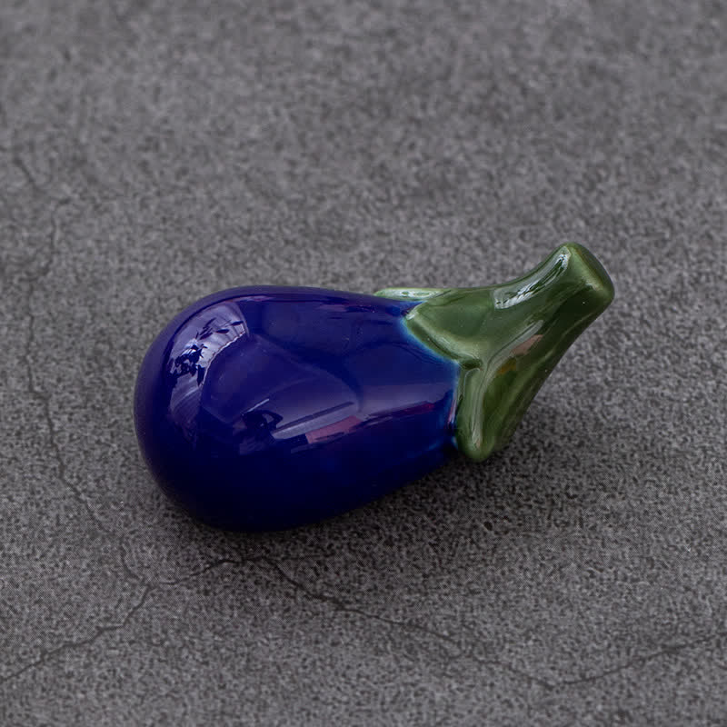 Buddha Stones Ceramic Vegetable Design Mini Tabletop Chopstick Holder - Eggplant (Dark) - Ceramic - image 31