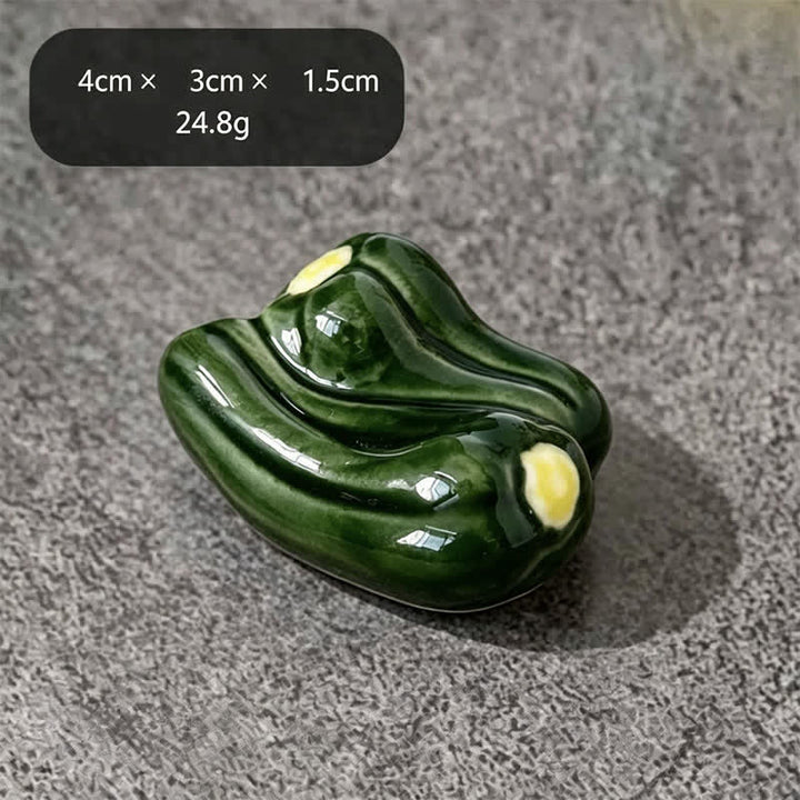 Buddha Stones Ceramic Vegetable Design Mini Tabletop Chopstick Holder - Bell Pepper (Dark Green) Approx. 4 × 3 × 1.5 cm - Ceramic - image 42
