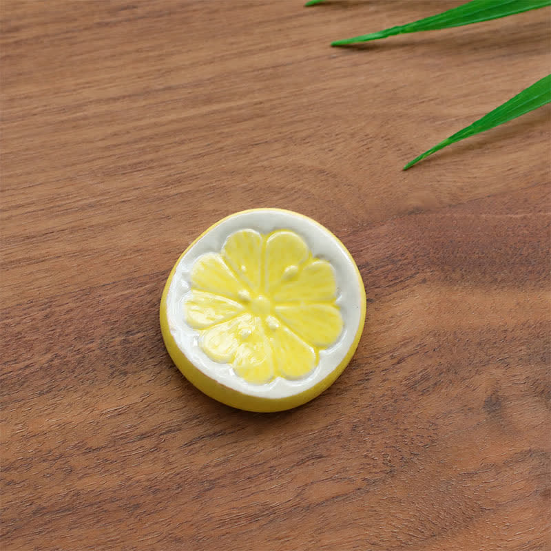Buddha Stones Mini Ceramic Fruit Design Chopstick Holder - Lemon (Yellow) Approx. 3.5 × 3.5 × 1.9 cm - image 4