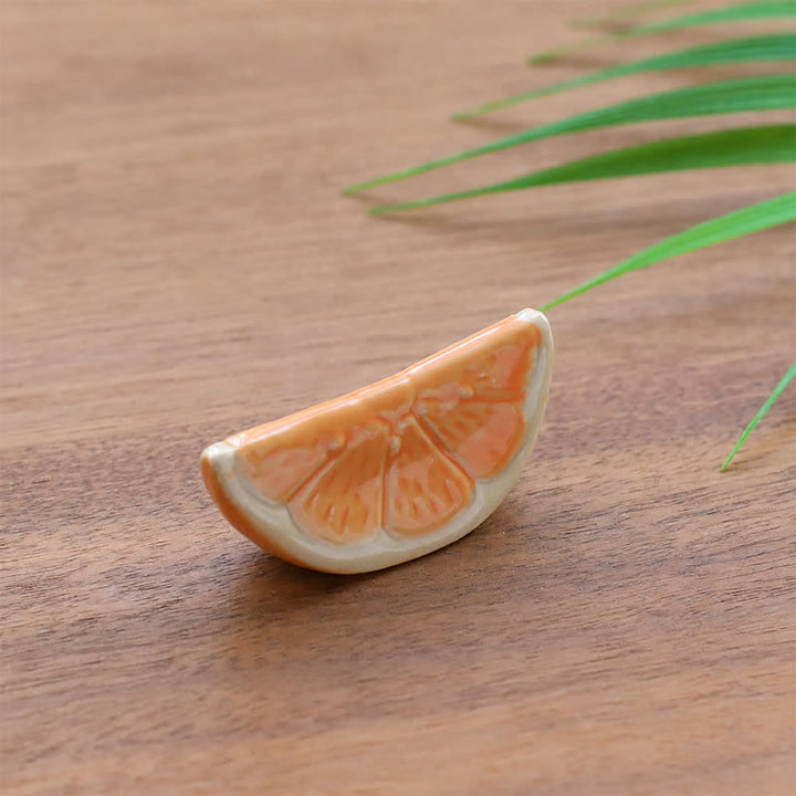 Buddha Stones Mini Ceramic Fruit Design Chopstick Holder - Orange-Colored Tangerine Approx. 4.6 × 1.9 cm - image 7