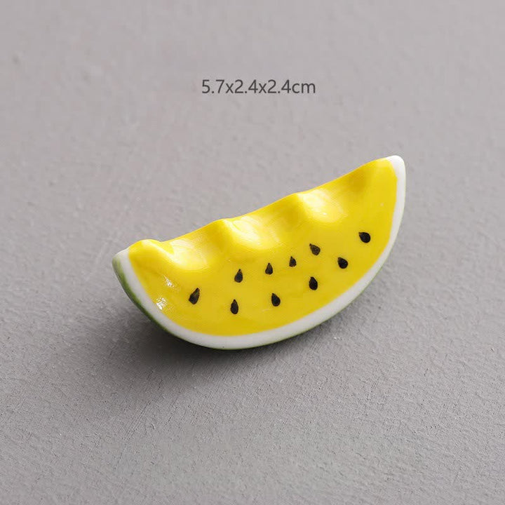Buddha Stones Mini Ceramic Fruit Design Chopstick Holder - Yellow Watermelon Approx. 5.7 × 2.4 × 2.4 cm - image 10