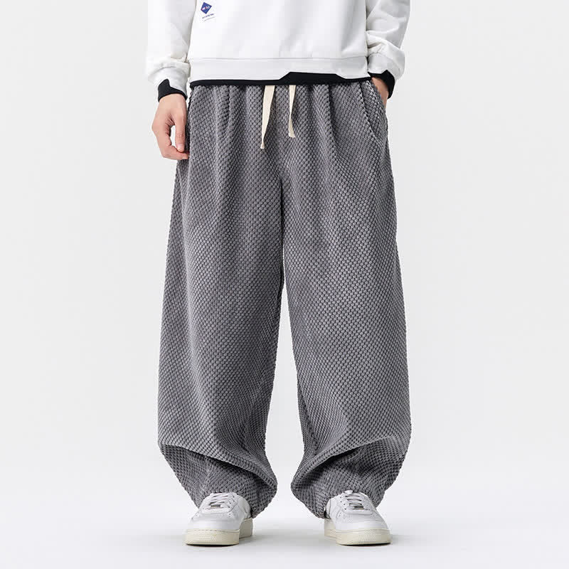 Buddha Stones Fall Classic Basic Drawstring Solid Long Pants Corduroy Men's Harem Pants With Pockets - DimGray - US/UK/AU46，EU56 (5XL) - image 26