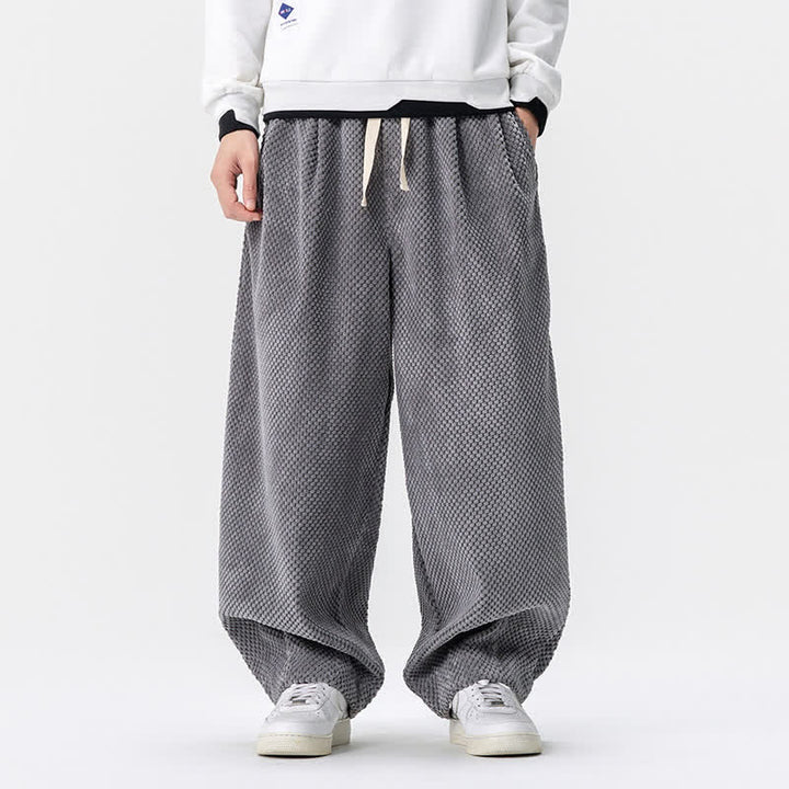 Buddha Stones Fall Classic Basic Drawstring Solid Long Pants Corduroy Men's Harem Pants With Pockets - DimGray - US/UK/AU46，EU56 (5XL) - image 26