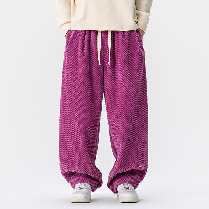 Buddha Stones Fall Classic Basic Drawstring Solid Long Pants Corduroy Men's Harem Pants With Pockets - MediumVioletRed - US/UK/AU46，EU56 (5XL) - image 19
