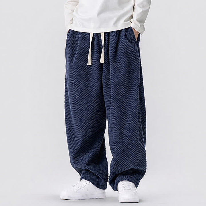 Buddha Stones Fall Classic Basic Drawstring Solid Long Pants Corduroy Men's Harem Pants With Pockets - image 6