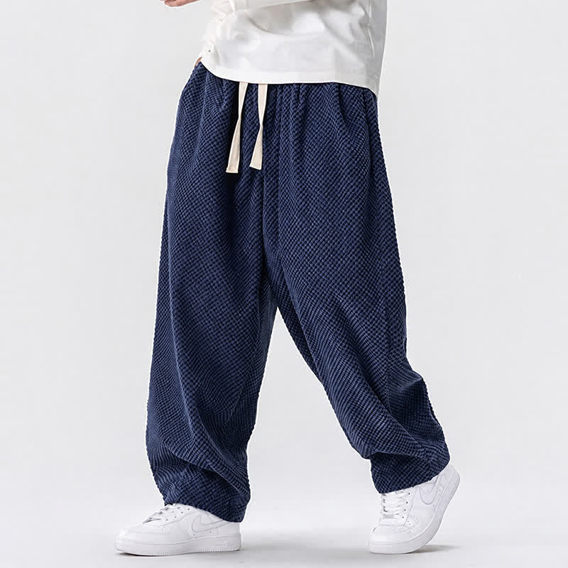 Buddha Stones Fall Classic Basic Drawstring Solid Long Pants Corduroy Men's Harem Pants With Pockets - image 2