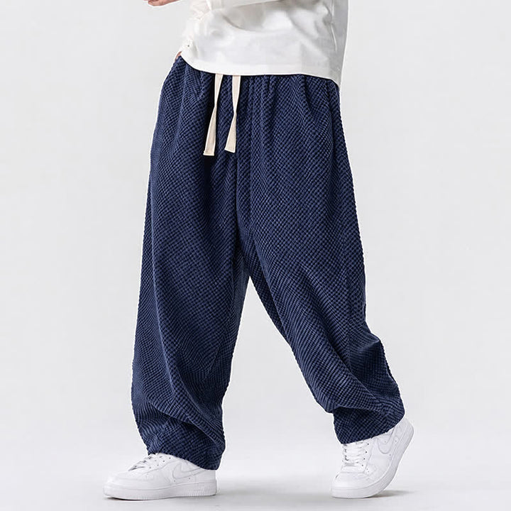 Buddha Stones Fall Classic Basic Drawstring Solid Long Pants Corduroy Men's Harem Pants With Pockets - image 2