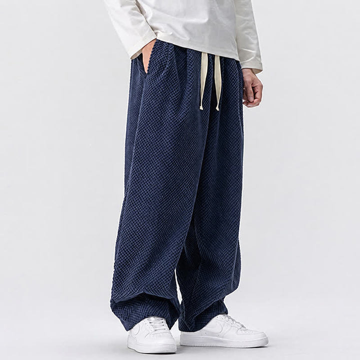 Buddha Stones Fall Classic Basic Drawstring Solid Long Pants Corduroy Men's Harem Pants With Pockets - image 3