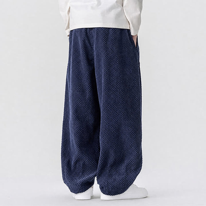 Buddha Stones Fall Classic Basic Drawstring Solid Long Pants Corduroy Men's Harem Pants With Pockets - image 5