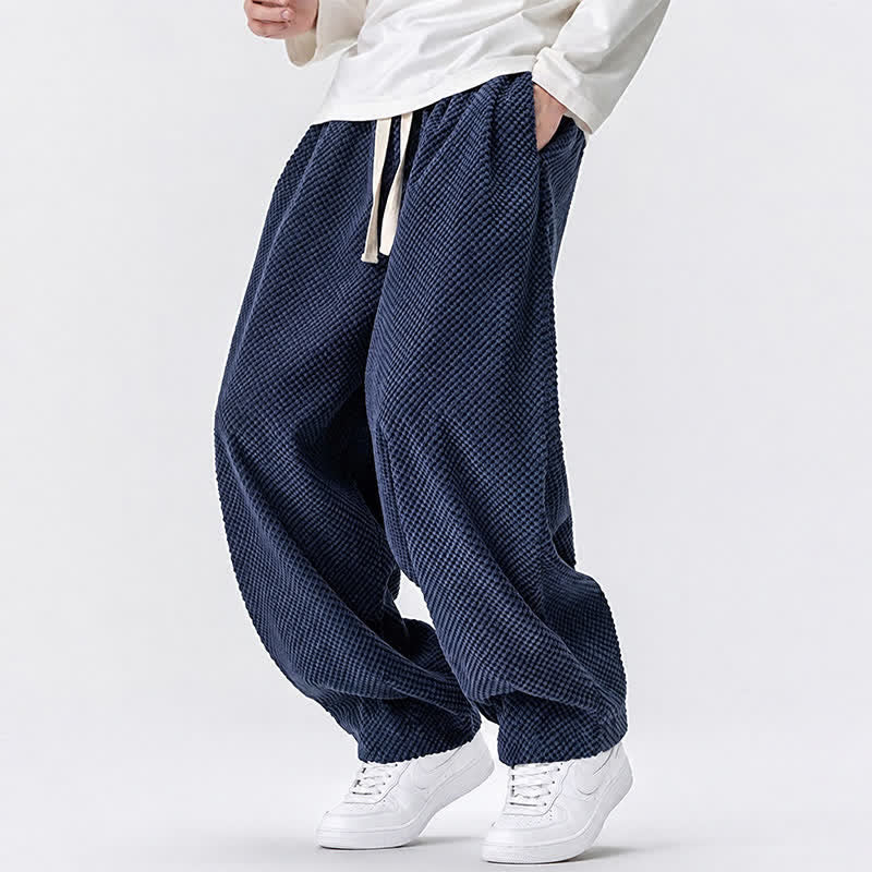 Buddha Stones Fall Classic Basic Drawstring Solid Long Pants Corduroy Men's Harem Pants With Pockets - image 7