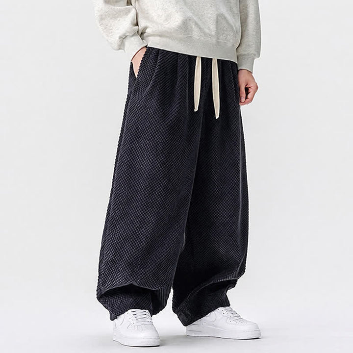 Buddha Stones Fall Classic Basic Drawstring Solid Long Pants Corduroy Men's Harem Pants With Pockets - image 10
