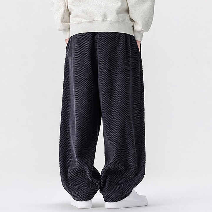 Buddha Stones Fall Classic Basic Drawstring Solid Long Pants Corduroy Men's Harem Pants With Pockets - image 13