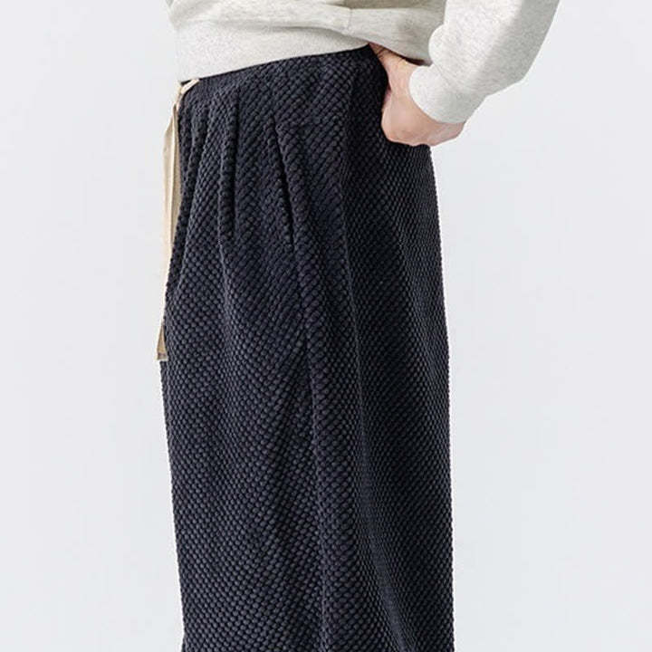 Buddha Stones Fall Classic Basic Drawstring Solid Long Pants Corduroy Men's Harem Pants With Pockets - image 17