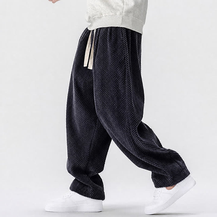 Buddha Stones Fall Classic Basic Drawstring Solid Long Pants Corduroy Men's Harem Pants With Pockets - image 11