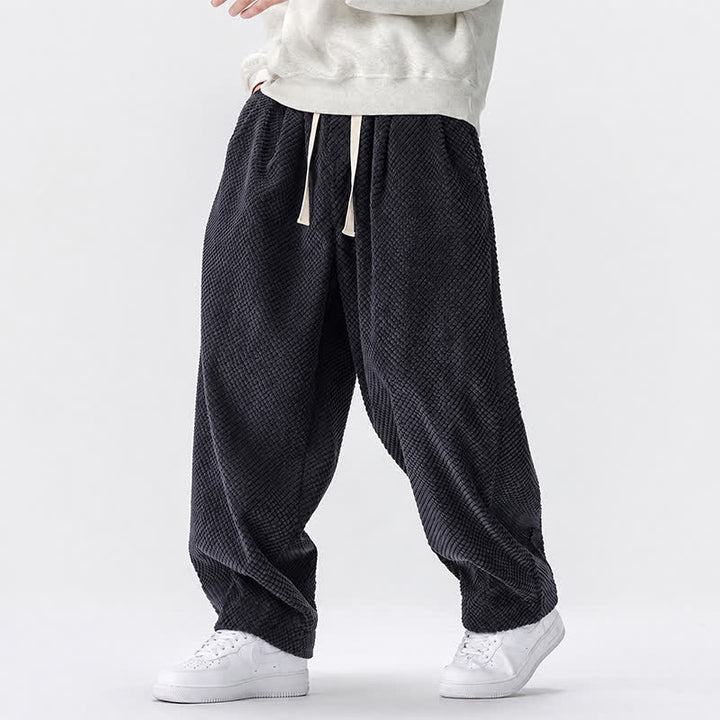 Buddha Stones Fall Classic Basic Drawstring Solid Long Pants Corduroy Men's Harem Pants With Pockets - image 14