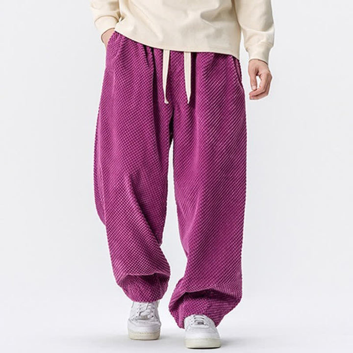 Buddha Stones Fall Classic Basic Drawstring Solid Long Pants Corduroy Men's Harem Pants With Pockets - image 22