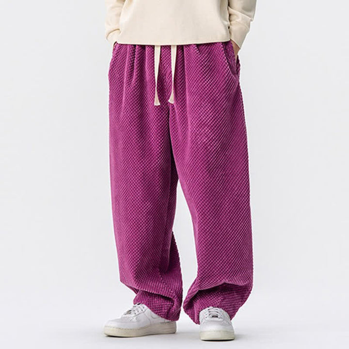 Buddha Stones Fall Classic Basic Drawstring Solid Long Pants Corduroy Men's Harem Pants With Pockets - image 21