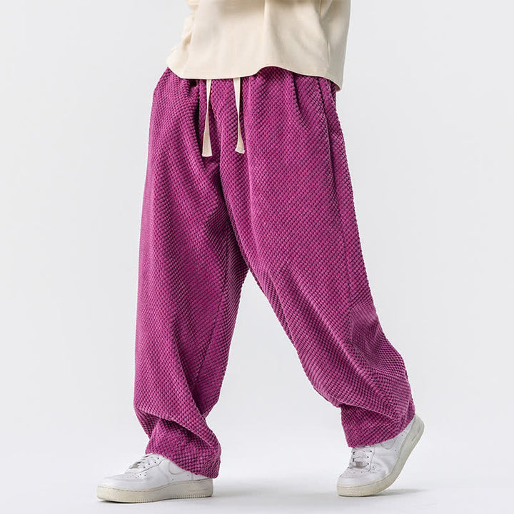 Buddha Stones Fall Classic Basic Drawstring Solid Long Pants Corduroy Men's Harem Pants With Pockets - image 20