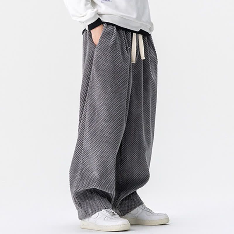 Buddha Stones Fall Classic Basic Drawstring Solid Long Pants Corduroy Men's Harem Pants With Pockets - image 29