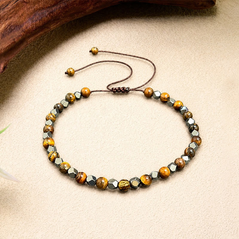 Buddha Stones Tiger Eye Black Magnetite Braided Confidence Adjustable Bracelet - image 3