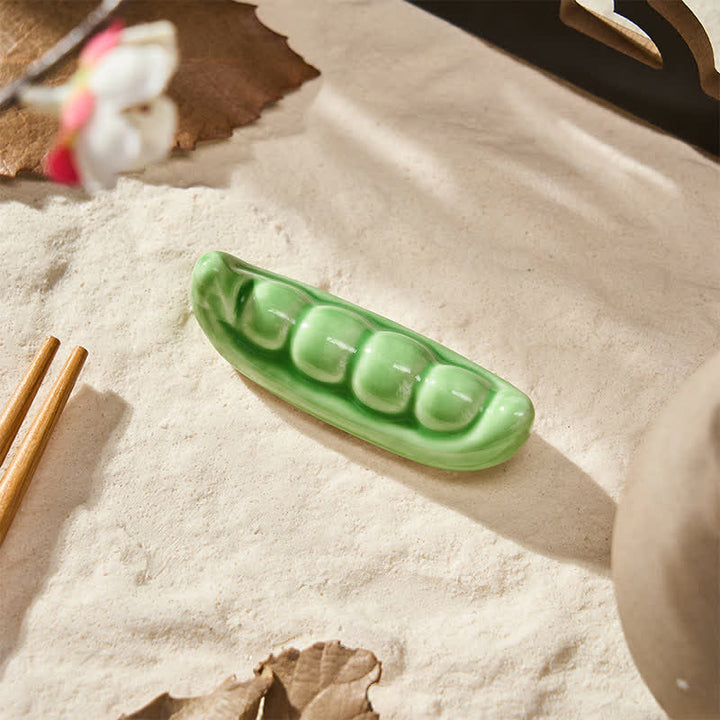 Buddha Stones Ceramic Vegetable Design Mini Tabletop Chopstick Holder - Pea Approx. 5.7 × 1.8 × 1.4 cm - Ceramic - image 11
