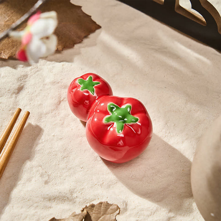 Buddha Stones Ceramic Vegetable Design Mini Tabletop Chopstick Holder - Tomato Approx. 3.4 × 2.4 × 5.5 cm - Ceramic - image 54