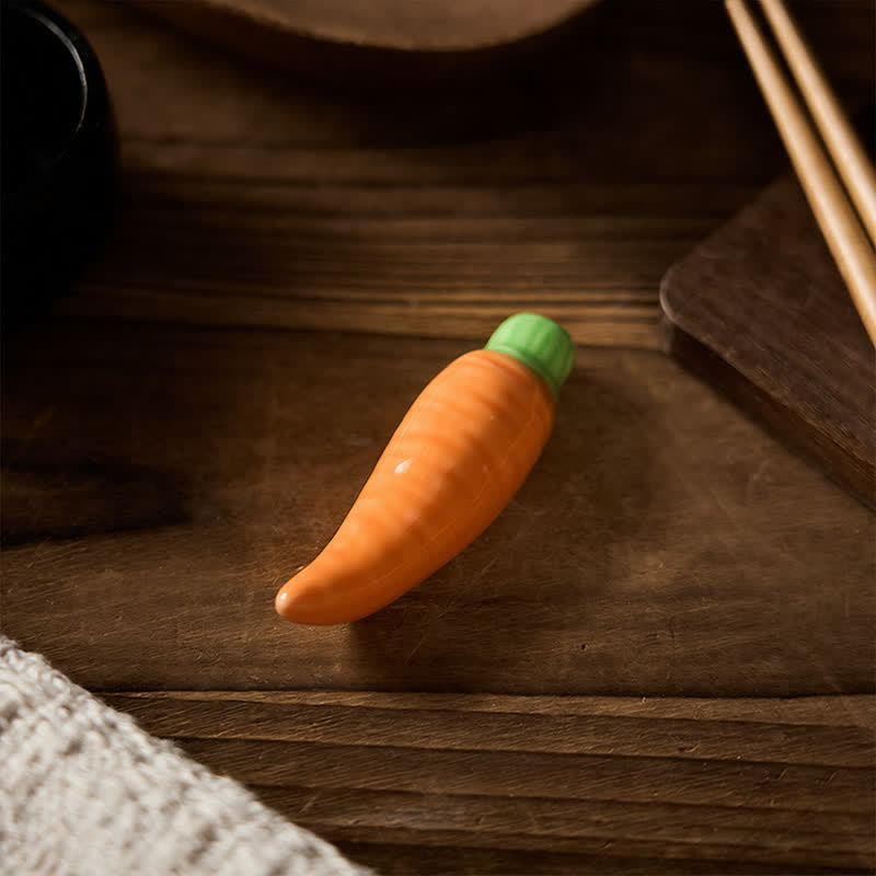 Buddha Stones Ceramic Vegetable Design Mini Tabletop Chopstick Holder - image 5