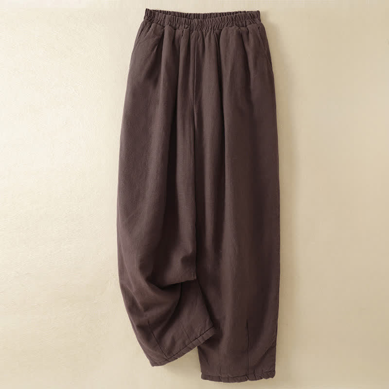 Buddha Stones Fall Winter Casual Drawstring Solid Long Pants Women's Straight Leg Pants With Pockets - SaddleBrown - US6, UK/AU10, EU38 (XL) - image 0