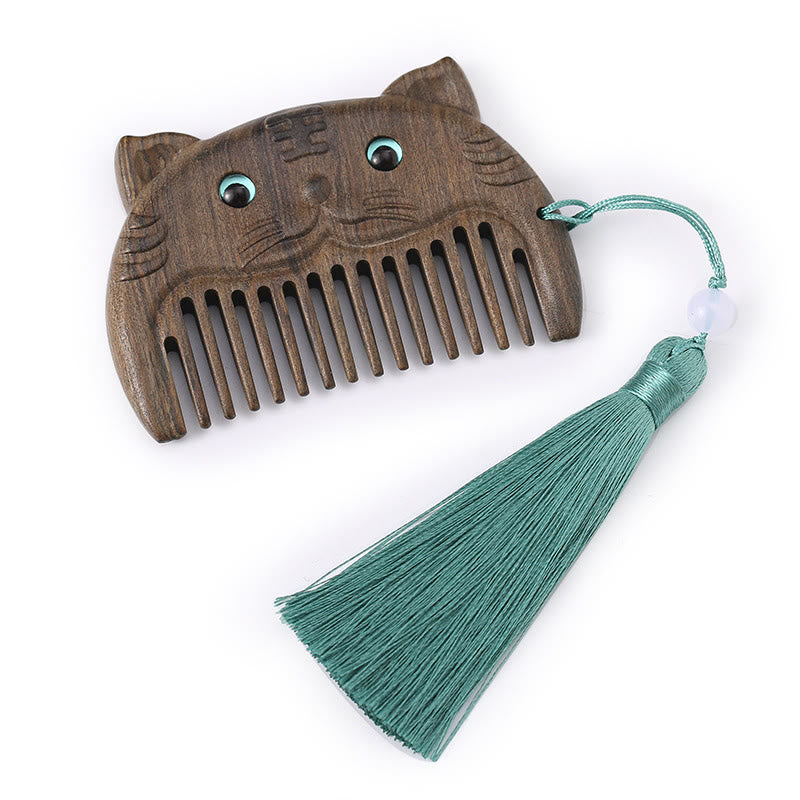 Chinese Zodiac Green Sandalwood Peace Mini Portable Comb - image 9
