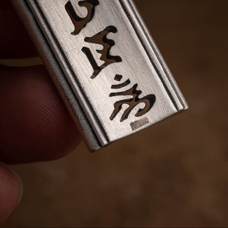 Buddha Stones 999 Sterling Silver Om Mani Padme Hum Engraved Lotus Wisdom Necklace Pendant - image 9