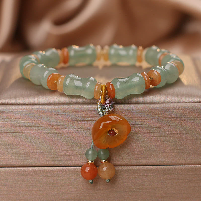 Buddha Stones Natural Jade Bamboo Flower Pattern Luck Bracelet - Jade(Prosperity♥Abundance) - image 0