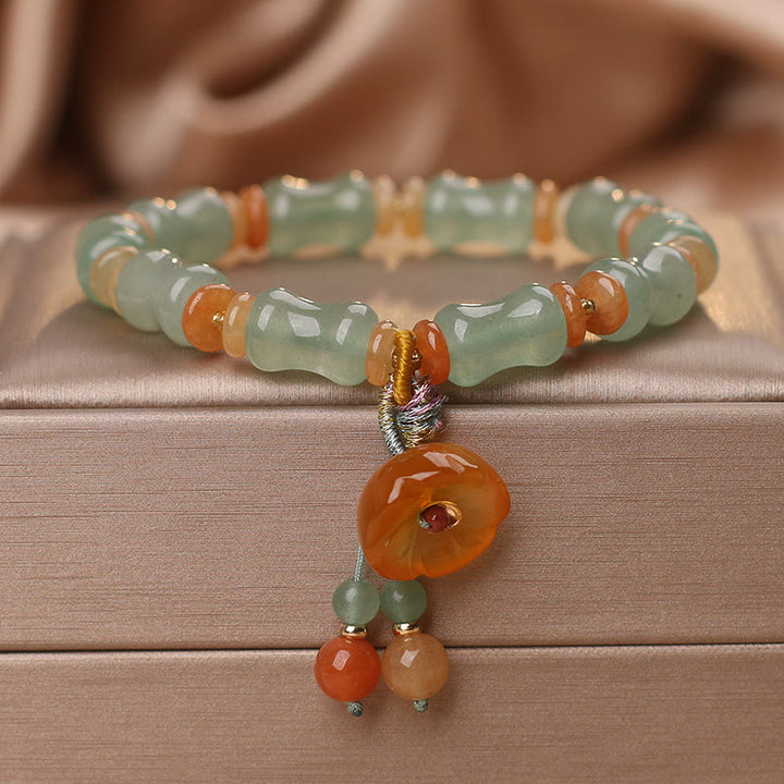 Buddha Stones Natural Jade Bamboo Flower Pattern Luck Bracelet - Jade(Prosperity♥Abundance) - image 0