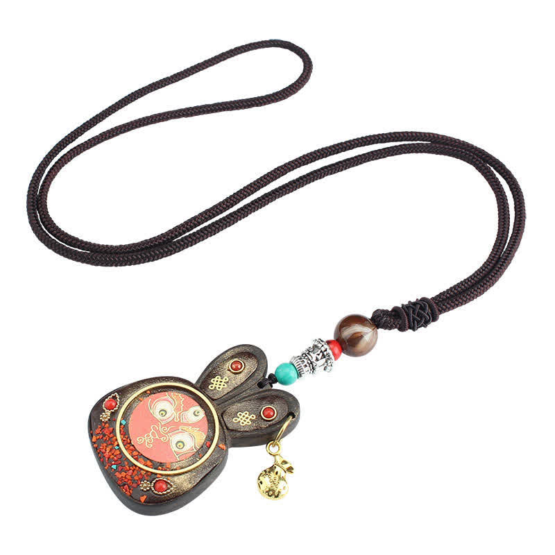 Tibet Ebony Five God of Wealth Thangka Necklace Pendant - image 9