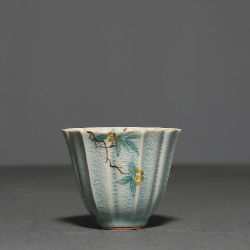 Buddha Stones Loquat Dogwood Hawthorn Morning Glory Ceramic Teacup Kung Fu Tea Cup - image 1