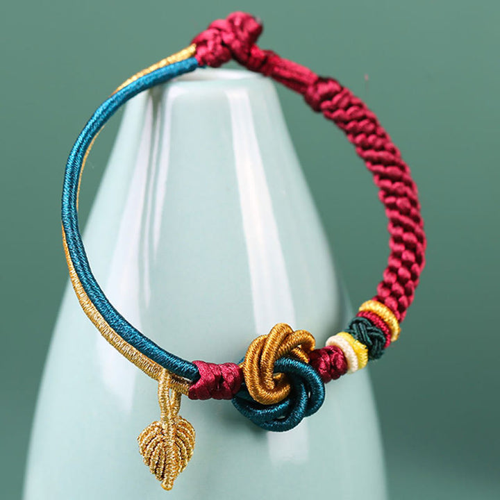 Buddha Stones Tibetan Handmade Mandala Knot Leaf Luck Rope Bracelet - image 5