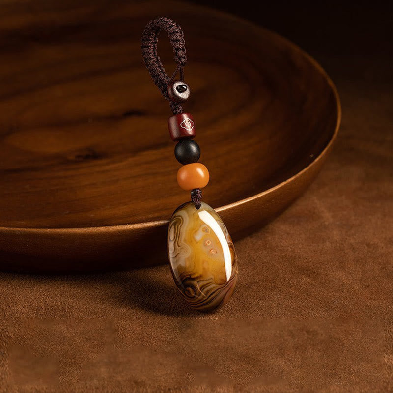 Buddha Stones Random Sardonyx Stone Positive Key Chain - image 1