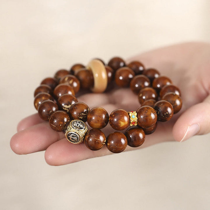 Buddha Stones Tibetan Natural Purple Gold Rat Bodhi Seed Wealth Double Wrap Bracelet - image 4