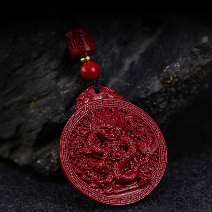 Buddha Stones Year of the Dragon Natural Cinnabar Dragon Protection Necklace Pendant - image 6