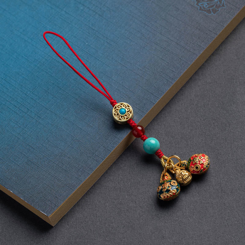 Buddha Stones Gold Swallowing Beast Family Luck Car Key Chain Phone Hanging Decoration - A Family Of Three - Red - Phone Hanging Decoration - image 9