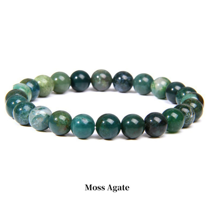 Buddha Stones Natural Stone Quartz Healing Beads Bracelet - 8mm - Moss Agate - image 29