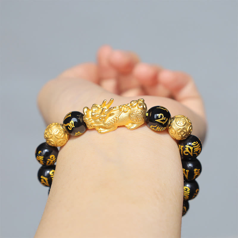 Buddha Stones FengShui PiXiu Obsidian Wealth Bracelet - image 6