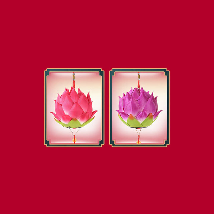 Buddha Stones DIY Lotus Flower Dragon Lantern Tassel Lamp Decoration - image 27