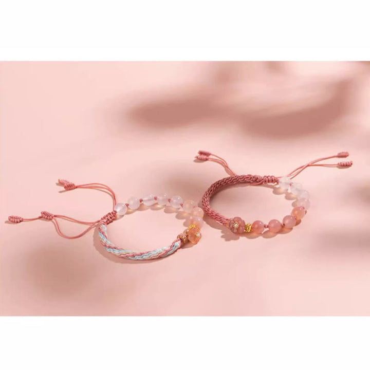 Buddha Stones Natural Gradient Agate Reincarnation Knot Peach Blossom Wealth Luck Handmade String Bracelet - image 14