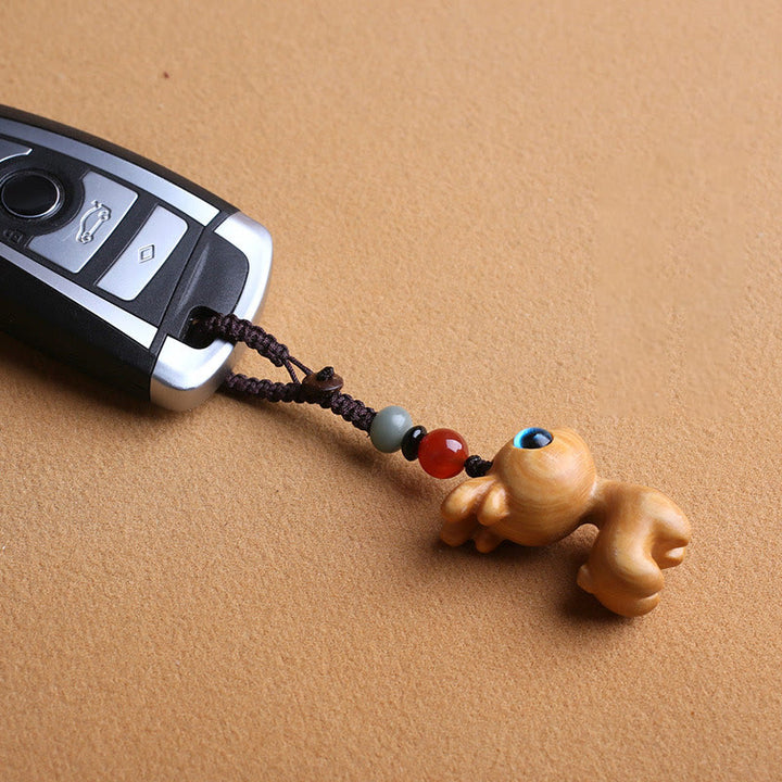 Buddha Stones Sandalwood Small Leaf Red Sandalwood Ebony Wood Green Sandalwood Lucky Mini Deer Carved Protection Key Chain Phone Hanging Decoration - image 4