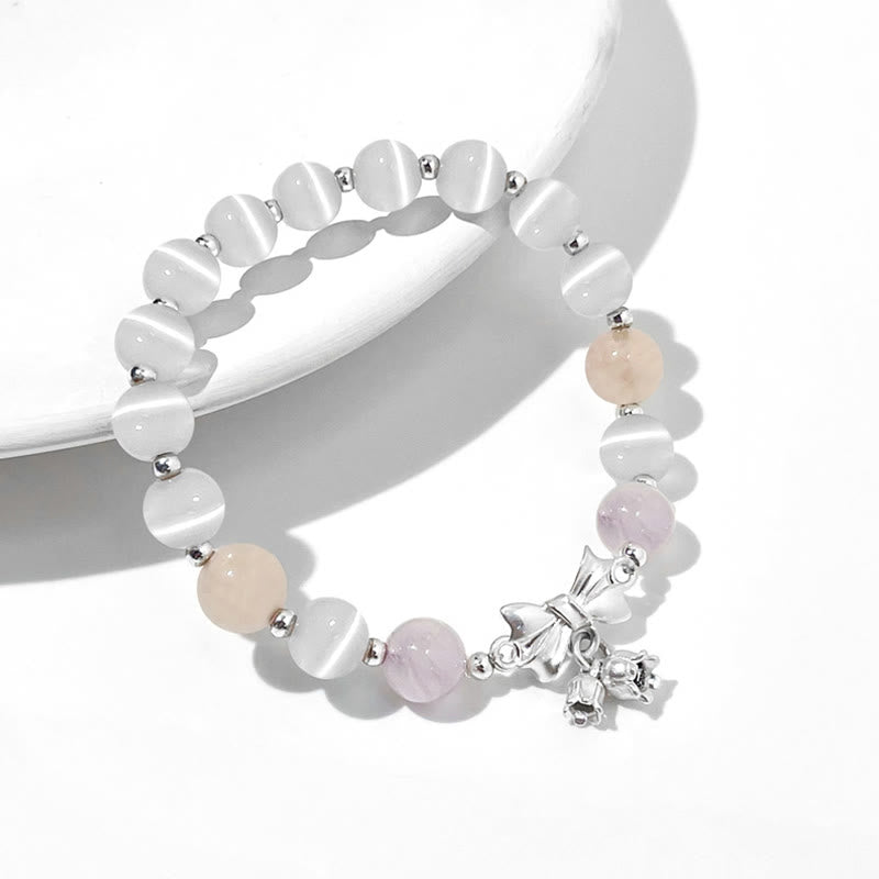 Buddha Stones Cat's Eye Lavender Amethyst Rosette Charm Bracelet - image 3