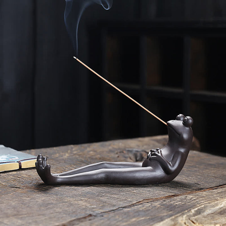 Meditation Frog Ceramic Spiritual Healing Incense Burner - image 3