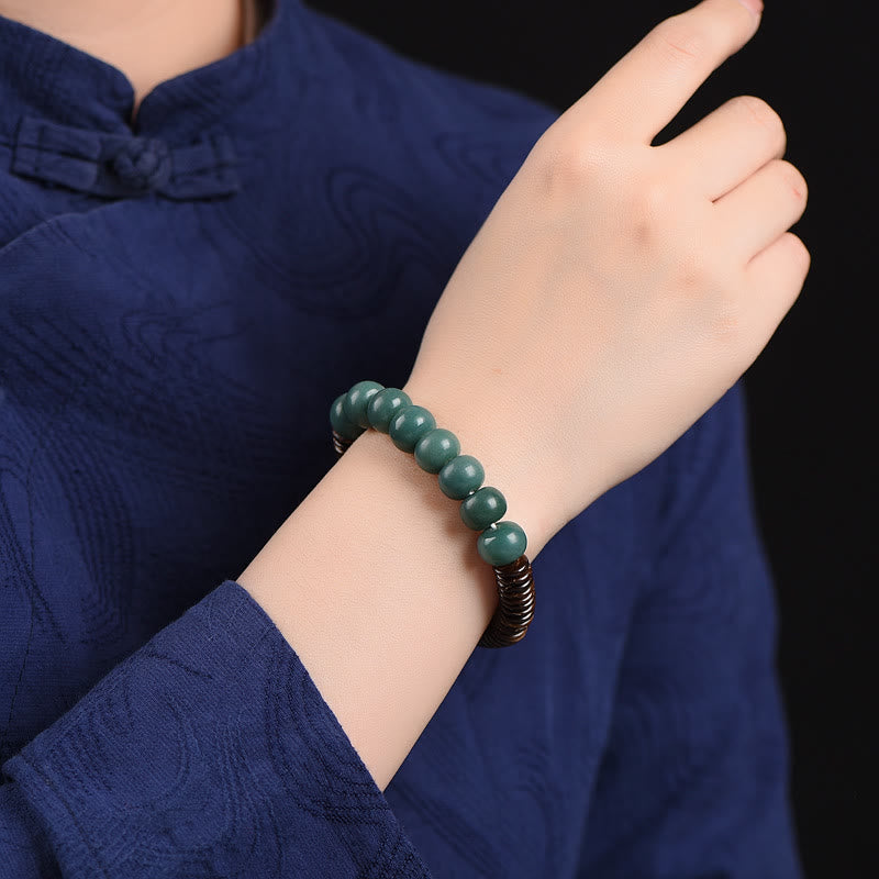 Tibetan Cyan Bodhi Seed Dzi Bead Coconut Shell Keep Away Evil Spirits Bracelet - image 6