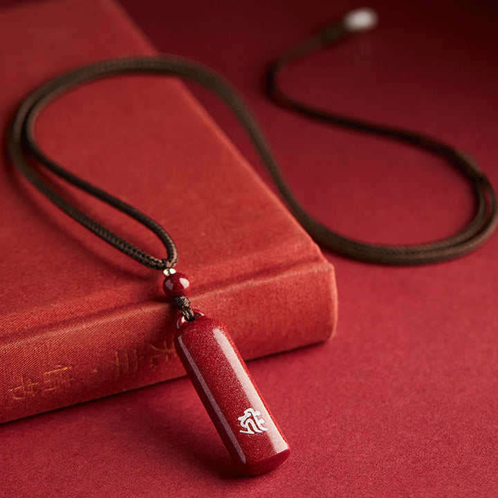 Buddha Stones Chinese Zodiac Cinnabar Amulet Protection String Necklace Pendant - image 3