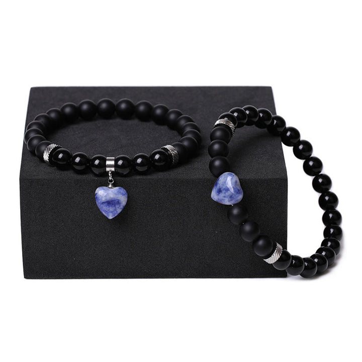 Buddha Stones 2Pcs Black Onyx Crystal Stone Love Heart Protection Support Couple Bracelet - image 18