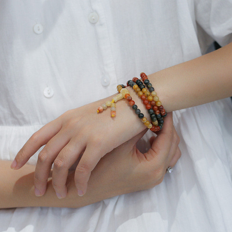 Buddha Stones 108 Beads Natural Red Agate Mala Protection Bracelet - image 4